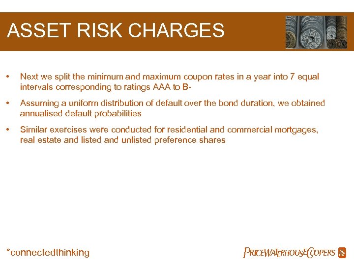 ASSET RISK CHARGES • Next we split the minimum and maximum coupon rates in