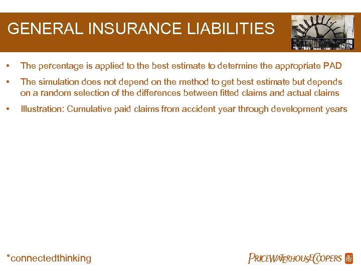 GENERAL INSURANCE LIABILITIES • The percentage is applied to the best estimate to determine