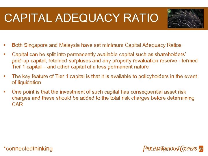 CAPITAL ADEQUACY RATIO • Both Singapore and Malaysia have set minimum Capital Adequacy Ratios