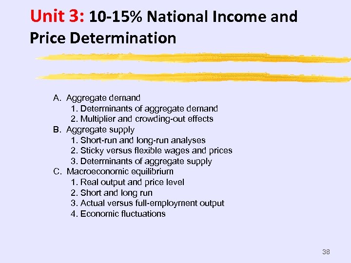 Unit 3: 10 -15% National Income and Price Determination A. Aggregate demand 1. Determinants