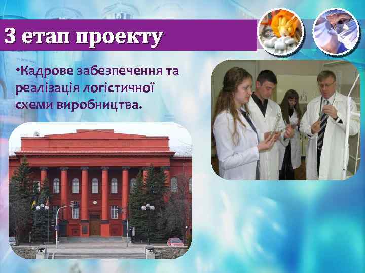 3 етап проекту • Кадрове забезпечення та реалізація логістичної схеми виробництва. 