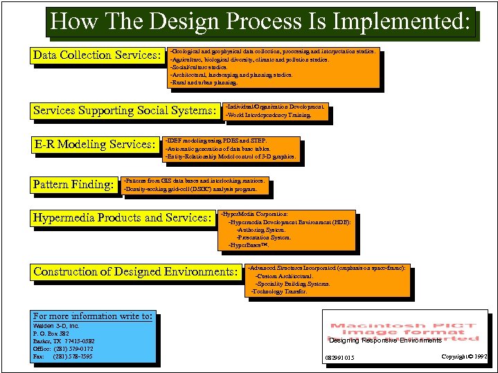 How The Design Process Is Implemented: Data Collection Services: -Geological and geophysical data collection,