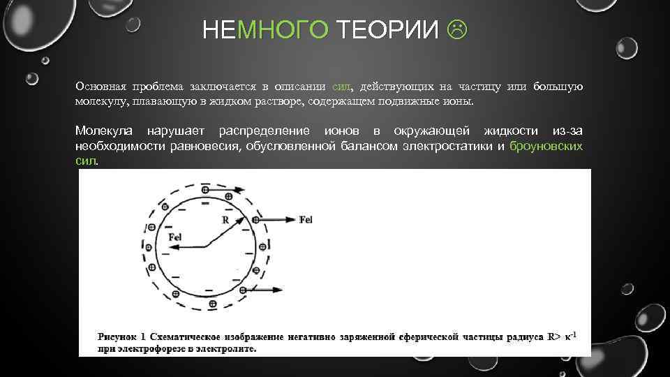НЕМНОГО ТЕОРИИ Основная проблема заключается в описании сил, действующих на частицу или большую молекулу,