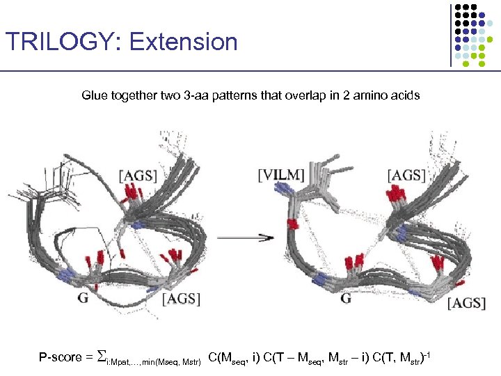 TRILOGY: Extension Glue together two 3 -aa patterns that overlap in 2 amino acids