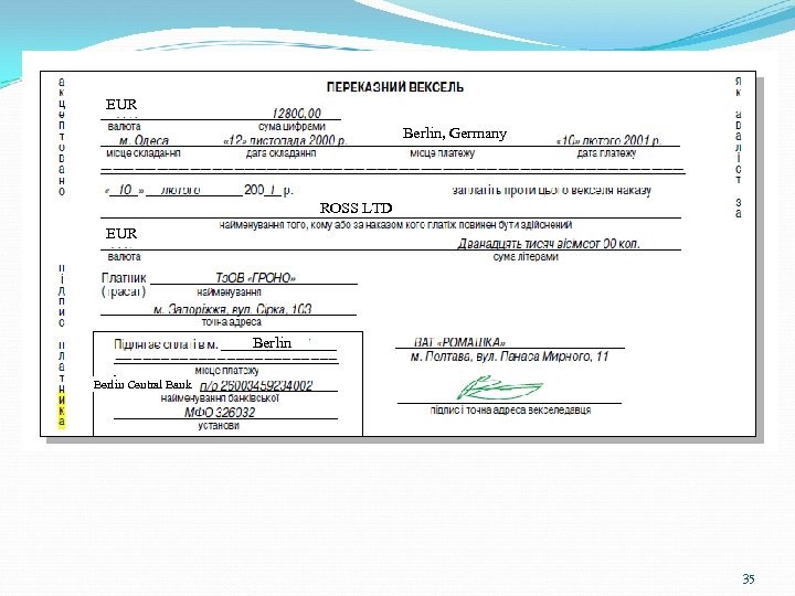EUR Berlin, Germany ROSS LTD EUR Berlin Central Bank 35 