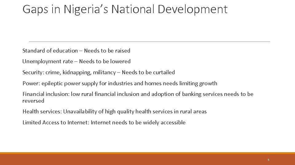 Gaps in Nigeria’s National Development Standard of education – Needs to be raised Unemployment