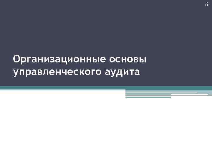 6 Организационные основы управленческого аудита 