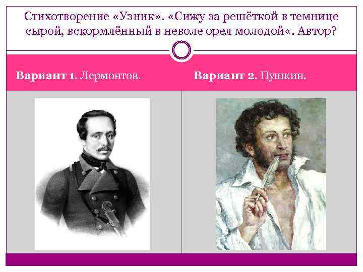 Стихотворение «Узник» . «Сижу за решёткой в темнице сырой, вскормлённый в неволе орел молодой