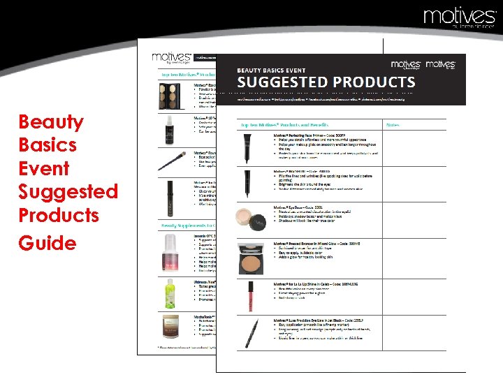 Beauty Basics Event Suggested Products Guide 