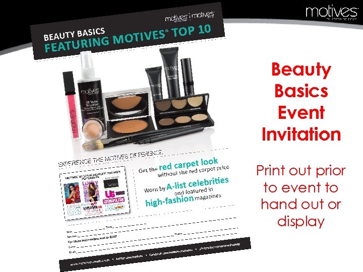 Beauty Basics Event Invitation Print out prior to event to hand out or display