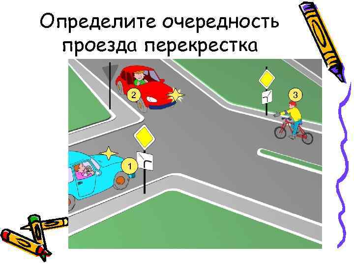 Определите очередность проезда перекрестка 2 1 3 
