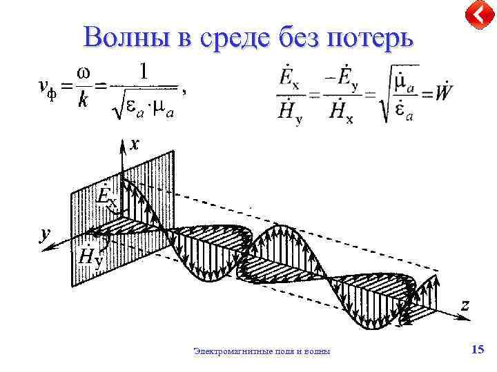 Волны в среде без потерь Электромагнитные поля и волны 15 