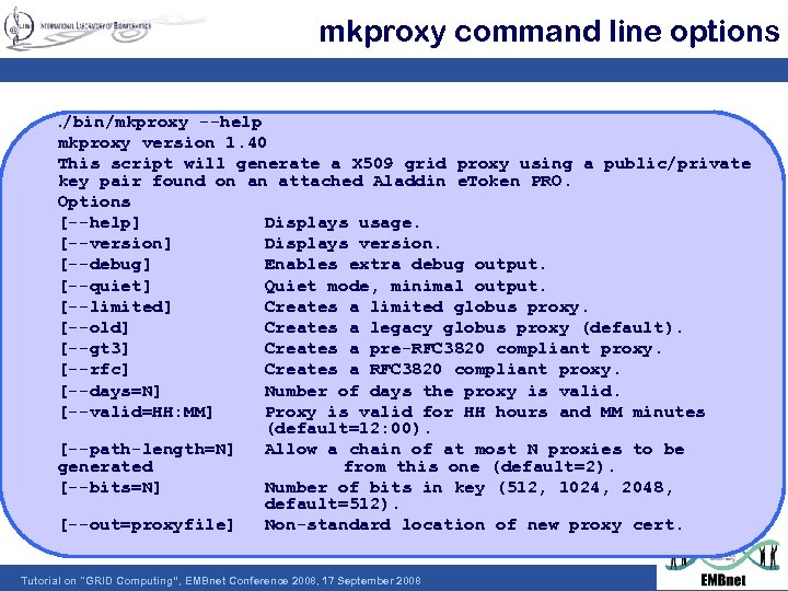 mkproxy command line options. /bin/mkproxy --help mkproxy version 1. 40 This script will generate