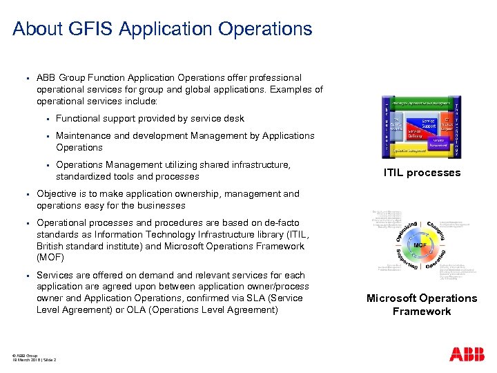 About GFIS Application Operations § ABB Group Function Application Operations offer professional operational services
