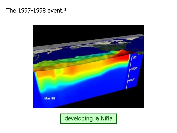 The 1997 -1998 event. 3 developing la Niña “normal” el Niño 