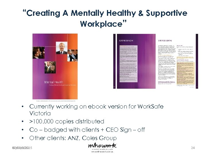 “Creating A Mentally Healthy & Supportive Workplace” • Currently working on ebook version for