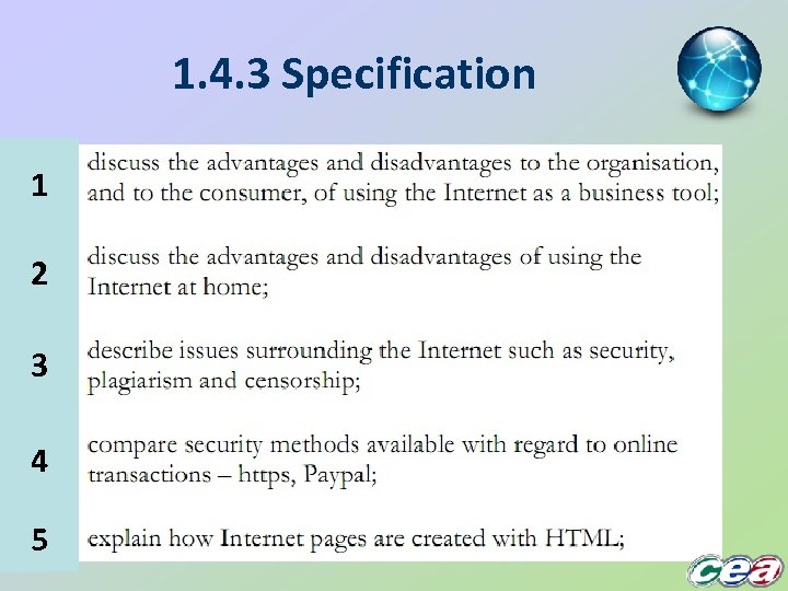 1. 4. 3 Specification 1 2 3 4 5 