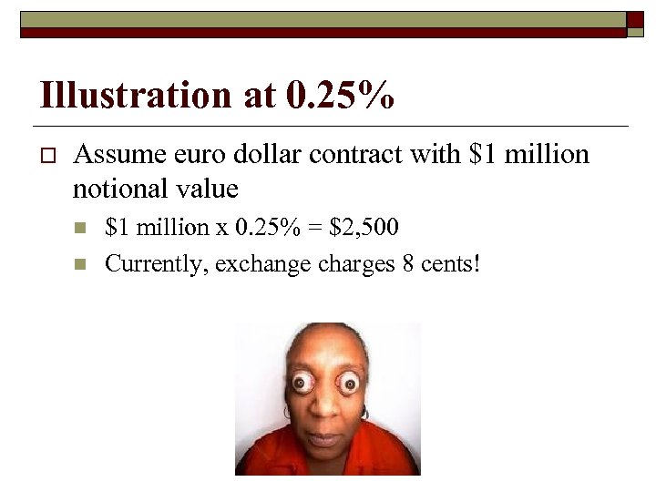 Illustration at 0. 25% o Assume euro dollar contract with $1 million notional value