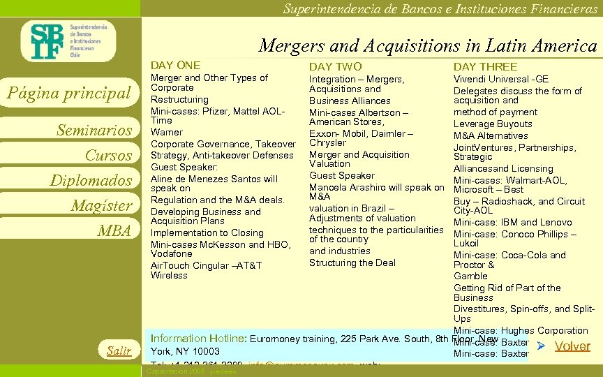 Superintendencia de Bancos e Instituciones Financieras Mergers and Acquisitions in Latin America DAY ONE