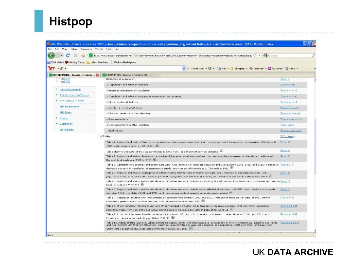Histpop ………………………………………………………………. . ……………………………………………………………………………. . … UK DATA ARCHIVE 