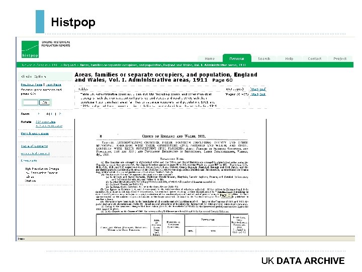 Histpop ………………………………………………………………. . ……………………………………………………………………………. . … UK DATA ARCHIVE 