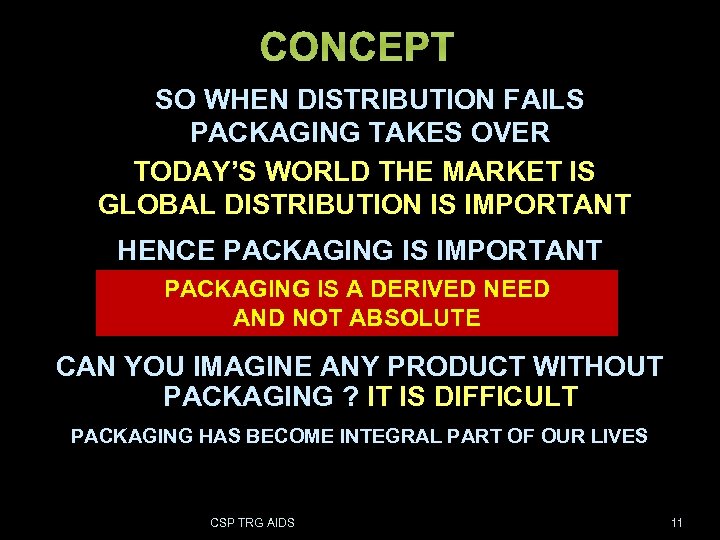 CONCEPT SO WHEN DISTRIBUTION FAILS PACKAGING TAKES OVER TODAY’S WORLD THE MARKET IS GLOBAL