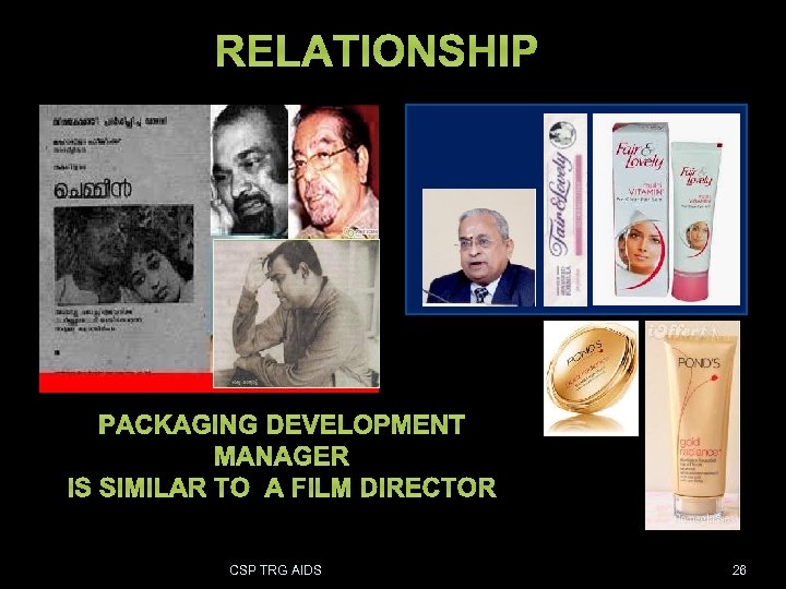 RELATIONSHIP PACKAGING DEVELOPMENT MANAGER IS SIMILAR TO A FILM DIRECTOR CSP TRG AIDS 26