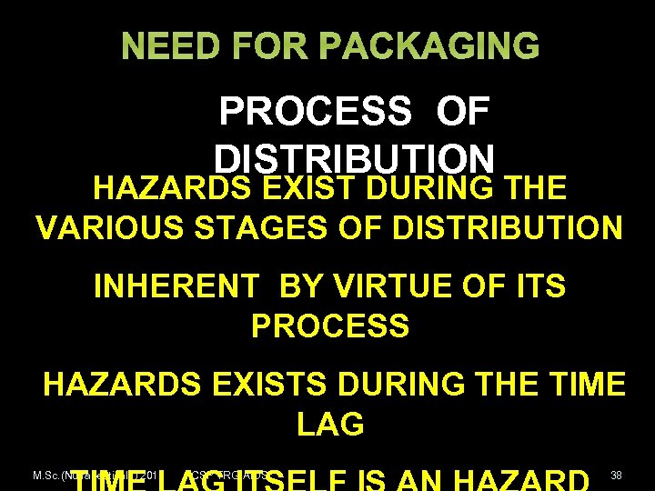 NEED FOR PACKAGING PROCESS OF DISTRIBUTION HAZARDS EXIST DURING THE VARIOUS STAGES OF DISTRIBUTION