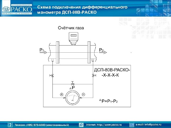 Схема подключения дифференциального манометра ДСП-80 В-РАСКО 