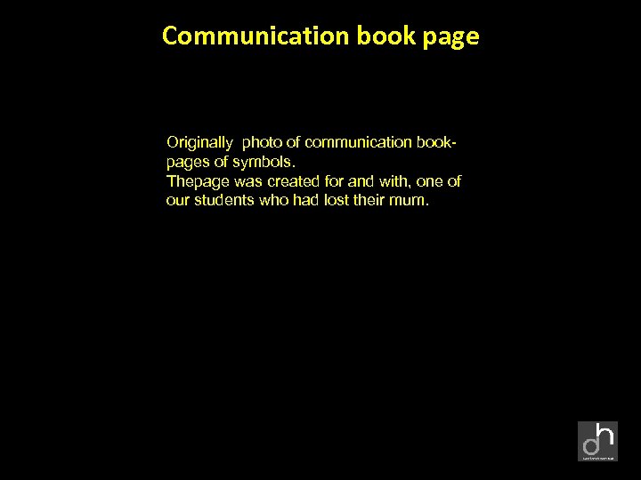 Communication book page Originally photo of communication bookpages of symbols. Thepage was created for
