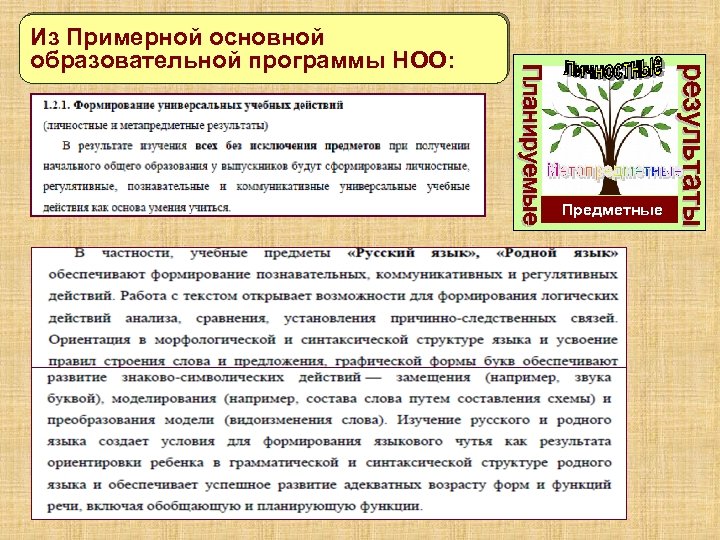 Из Примерной основной образовательной программы НОО: Предметные 