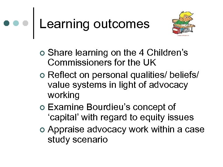 Learning outcomes Share learning on the 4 Children’s Commissioners for the UK ¢ Reflect