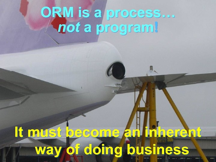 ORM is a process… not a program! It must become an inherent way of