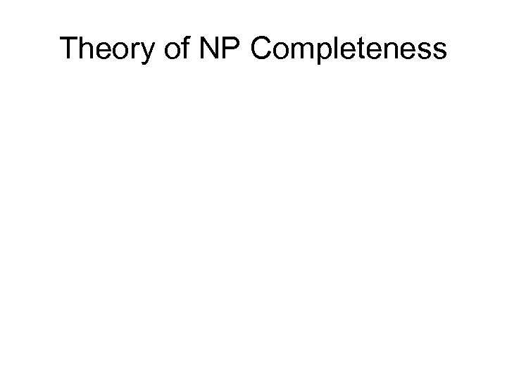 Theory of NP Completeness 