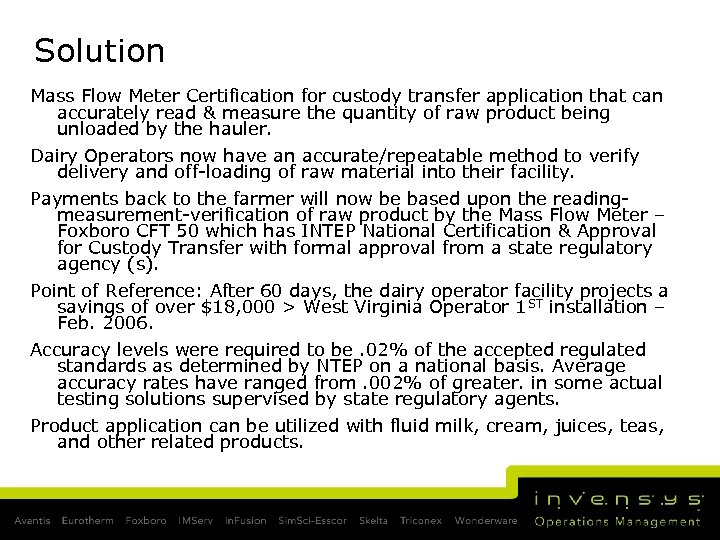 Solution Mass Flow Meter Certification for custody transfer application that can accurately read &