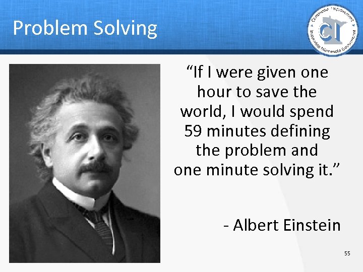 Problem Solving “If I were given one hour to save the world, I would