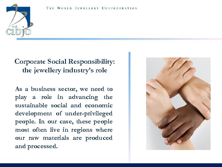 Corporate Social Responsibility: the jewellery industry’s role As a business sector, we need to