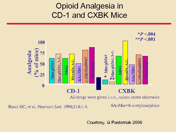 Opioid Analgesia in CD-1 and CXBK Mice 0 CD-1 * ** Fentanyl Morphine, s.