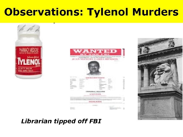 Observations: Tylenol Murders Librarian tipped off FBI 