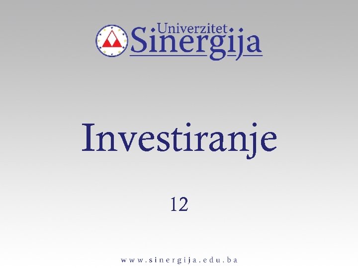 Investiranje 12 
