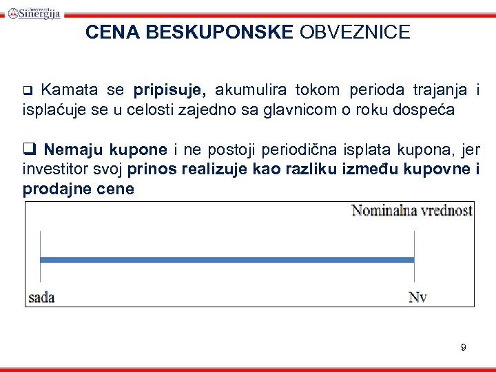 CENA BESKUPONSKE OBVEZNICE Kamata se pripisuje, akumulira tokom perioda trajanja i isplaćuje se u