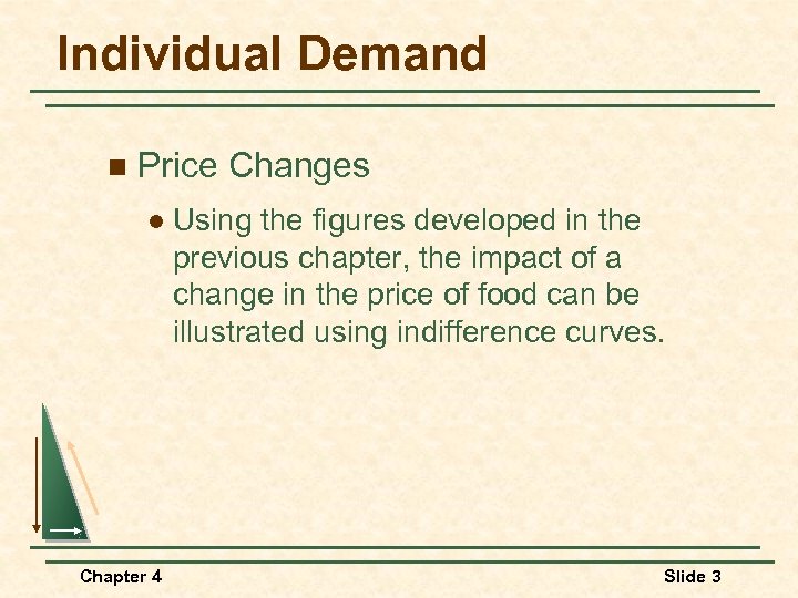 Individual Demand n Price Changes l Chapter 4 Using the figures developed in the