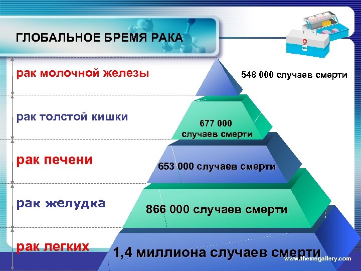 ГЛОБАЛЬНОЕ БРЕМЯ РАКА рак молочной железы рак толстой кишки рак печени рак желудка рак