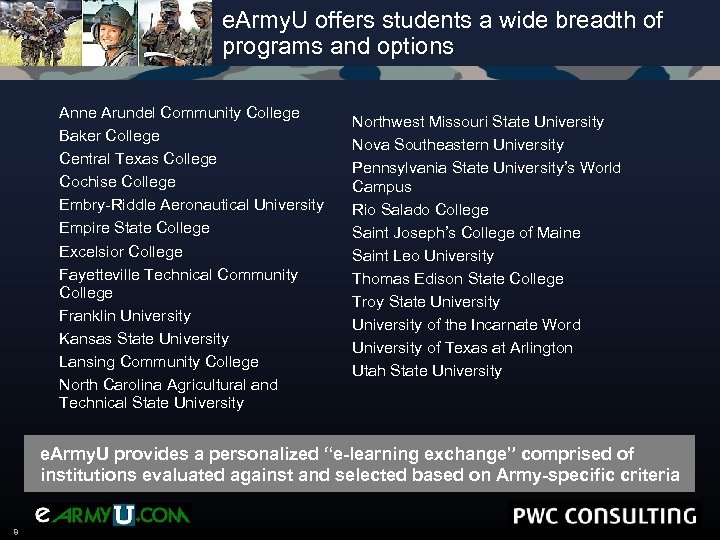 e. Army. U offers students a wide breadth of programs and options Anne Arundel