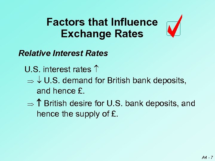 Factors that Influence Exchange Rates Relative Interest Rates U. S. interest rates Þ U.