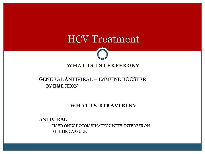 HCV Treatment WHAT IS INTERFERON? GENERAL ANTIVIRAL – IMMUNE BOOSTER BY INJECTION WHAT IS