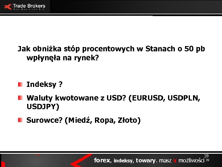 Jak obniżka stóp procentowych w Stanach o 50 pb wpłynęła na rynek? Indeksy ?