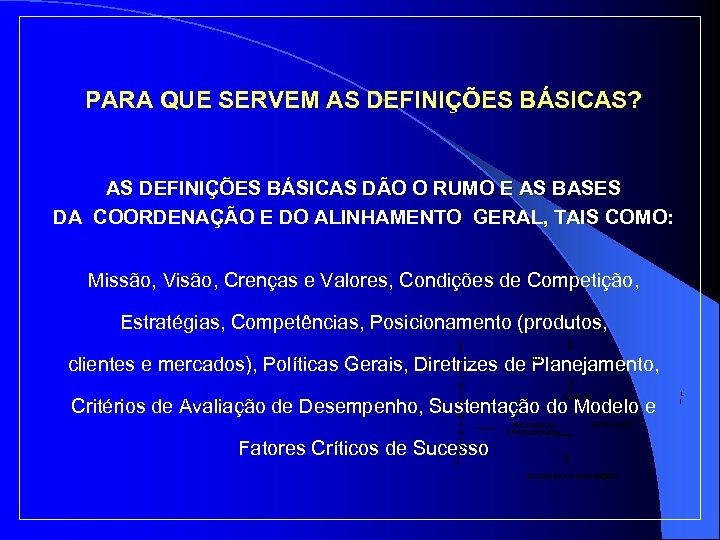 PARA QUE SERVEM AS DEFINIÇÕES BÁSICAS? AS DEFINIÇÕES BÁSICAS DÃO O RUMO E AS