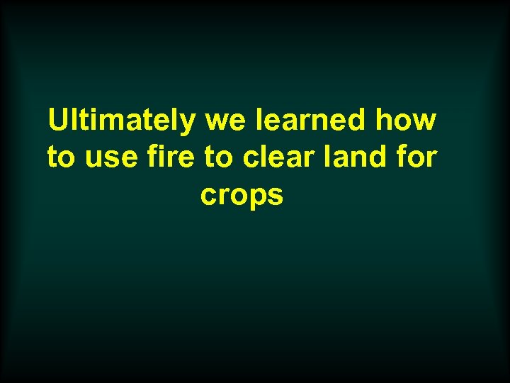 Ultimately we learned how to use fire to clear land for crops 