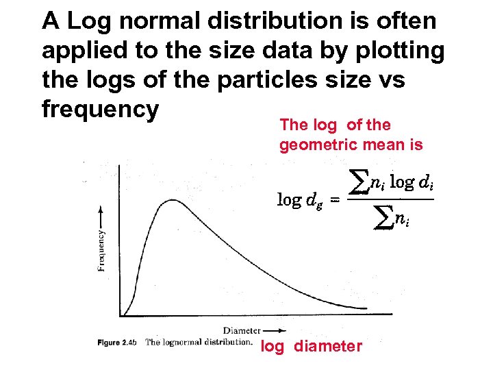 A Log normal distribution is often applied to the size data by plotting the